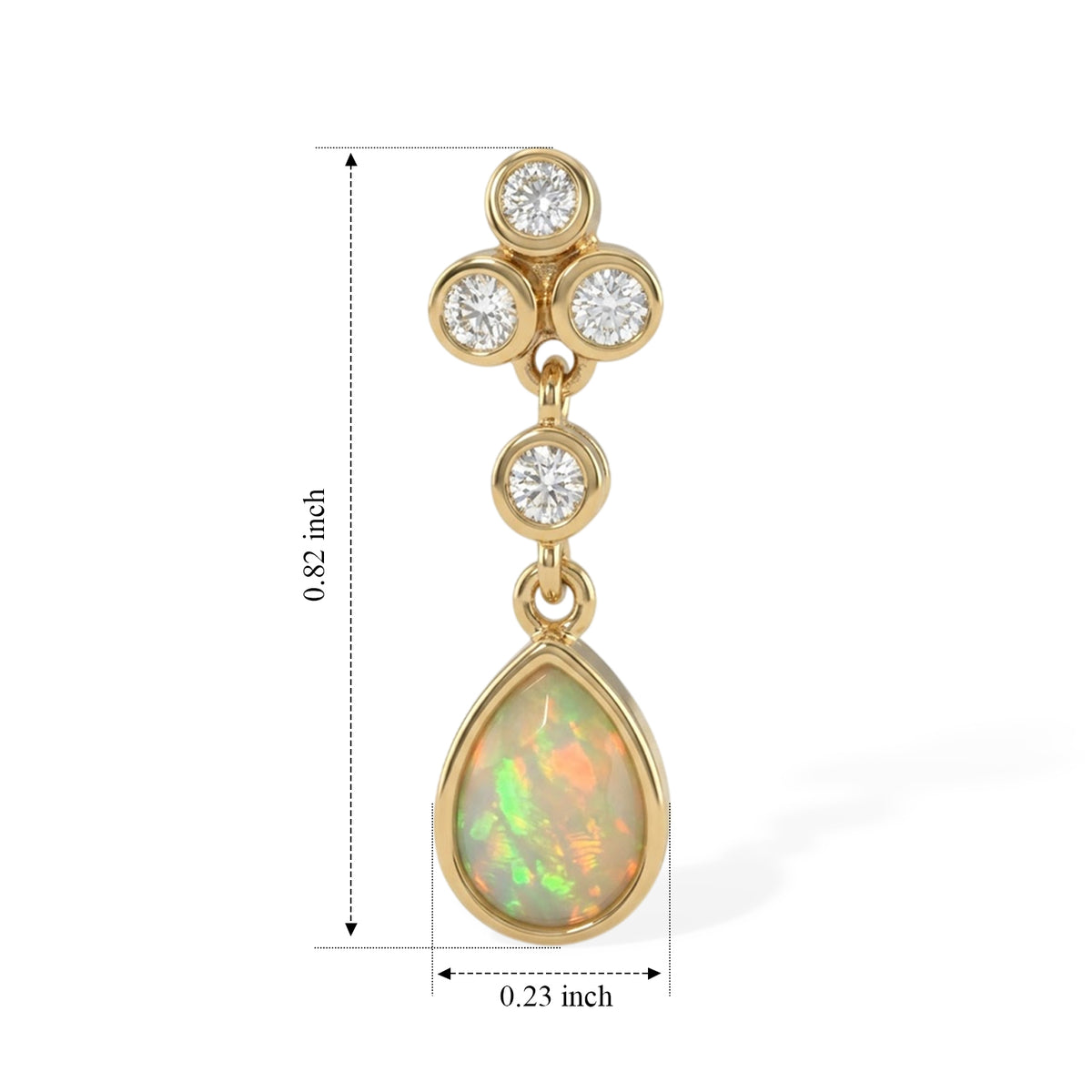D'Joy - Ethiopian Opal &amp; White Zircon Earring with Push Back in 18K Gold Plated Sterling Silver 2.65 Ct. 8695064 2