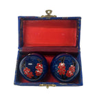 Set of 2 Chiming Enamelled Cloisonne Baoding Balls For Meditation, Hand Flexibility and Stress Relief - Flower_8695247