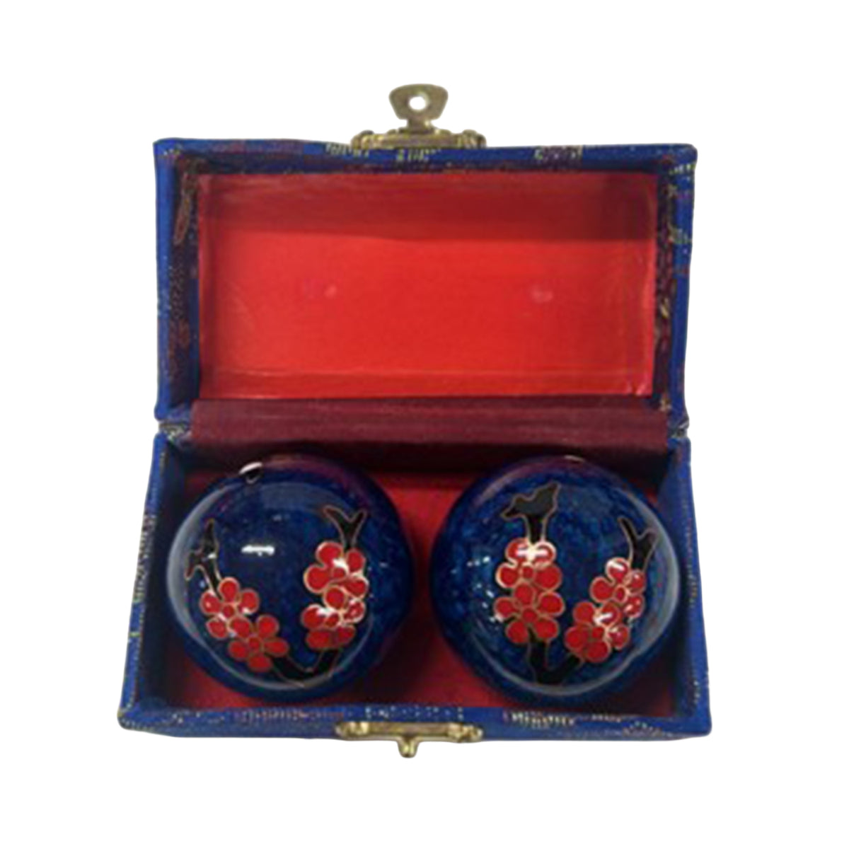 Set of 2 Chiming Enamelled Cloisonne Baoding Balls For Meditation, Hand Flexibility and Stress Relief - Flower 8695247 0