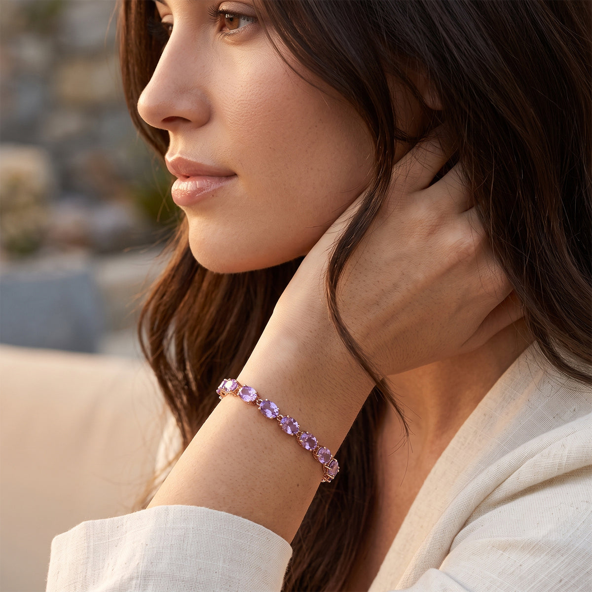 EverTrue - Rose De France Amethyst Bracelet (Size - 7.5) 20.40 Ct. 8695343 2