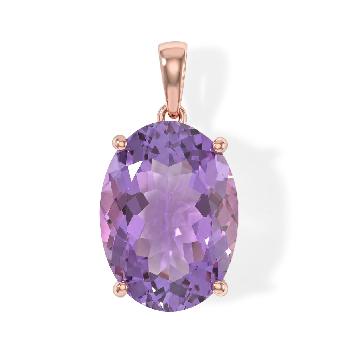 D'Joy - Rose De France Amethyst Solitaire Pendant in Rose Gold Plated Sterling Silver 12.07 Ct. 8695384 0