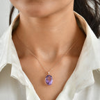 D'Joy - Rose De France Amethyst Solitaire Pendant in Rose Gold Plated Sterling Silver 12.07 Ct._8695384_1