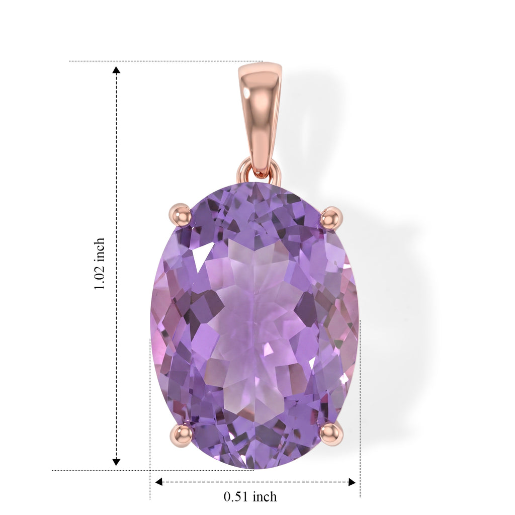 D'Joy - Rose De France Amethyst Solitaire Pendant in Rose Gold Plated Sterling Silver 12.07 Ct._8695384_3
