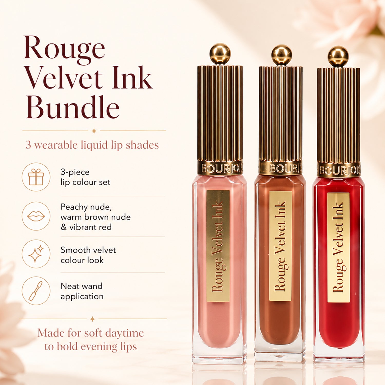 Bourjois: 3-Piece Rouge Velvet Ink Lip Colour Set (Includes Berry Chaud-Colat 25, Belle Brune 12 &amp; Beige De Jour 001) 8695410 4