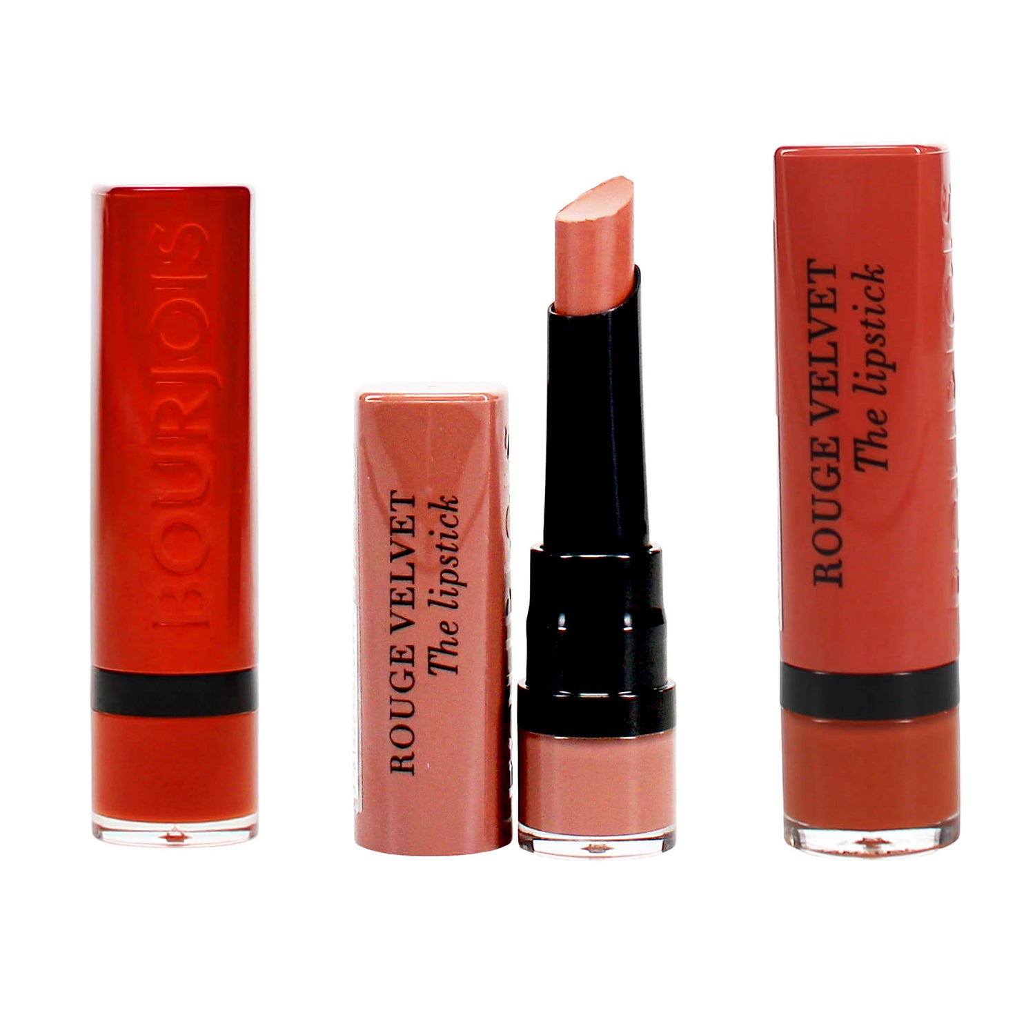 Bourjois: 3-Piece Lipstick Set (Includes Bourjois Velvet Lipstick in Caramel Sale, Bourjois Velvet Lipstick in Moka Dero 022 &amp; Bourjois Velvet Lipstick in Chocoquette 51) 8695412 0