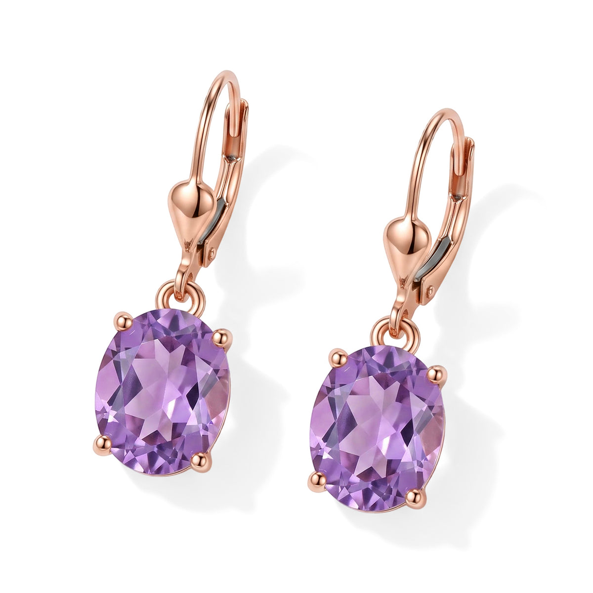 D'Joy - Rose De France Amethyst Solitaire Earring with Lever Back in Rose Gold Plated Sterling Silver 5.00 Ct. 8695429 0