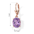 D'Joy - Rose De France Amethyst Solitaire Earring with Lever Back in Rose Gold Plated Sterling Silver 5.00 Ct._8695429_4