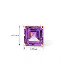 Rose De France Amethyst Solitaire Stud Earring with Push Post in Rose Gold Plated Sterling Silver 3.42 Ct._8695431_5