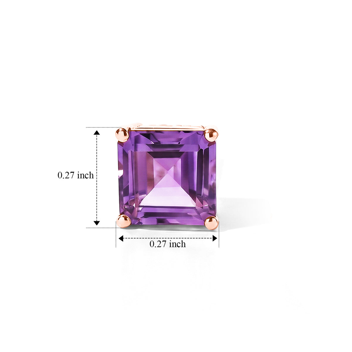 Rose De France Amethyst Solitaire Stud Earring with Push Post in Rose Gold Plated Sterling Silver 3.42 Ct. 8695431 4