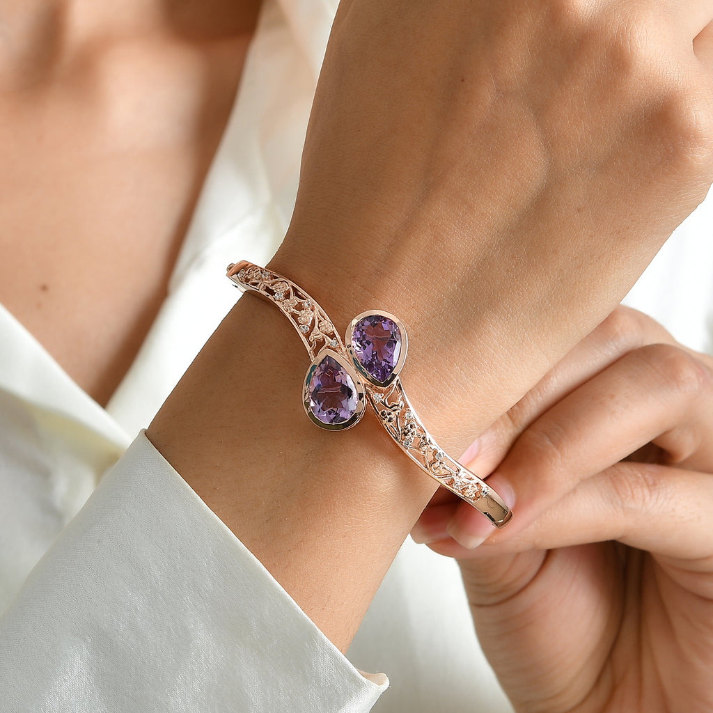 EverTrue - Rose De France Amethyst & White Zircon Full Bangle (Size - 7.5) 10.32 Ct._8695432_1