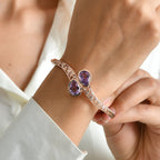 EverTrue - Rose De France Amethyst & White Zircon Full Bangle (Size - 7.5) 10.32 Ct._8695432_1
