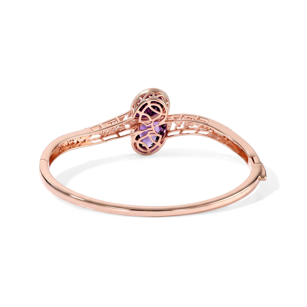EverTrue - Rose De France Amethyst &amp; White Zircon Full Bangle (Size - 7.5) 10.32 Ct. 8695432 4