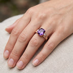 D'Joy Rose De France Amethyst, Moissanite Main Stone With Side Stone Ring in Rose GoldSterling Silver  3.054  Ct._8695433_1