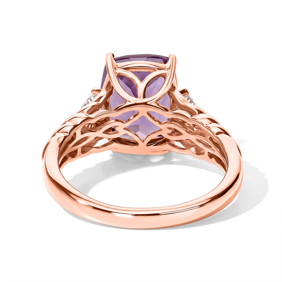 D'Joy Rose De France Amethyst, Moissanite Main Stone With Side Stone Ring in Rose GoldSterling Silver  3.054  Ct. 8695433 3