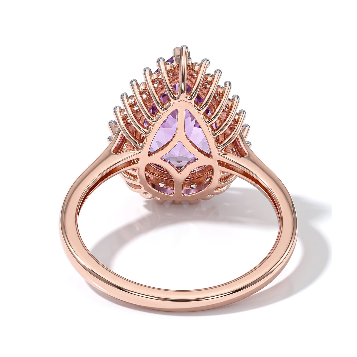 D'Joy Rose De France Amethyst, White Zircon Main Stone With Side Stone Ring in Rose GoldSterling Silver  3.114  Ct. 8695468 3