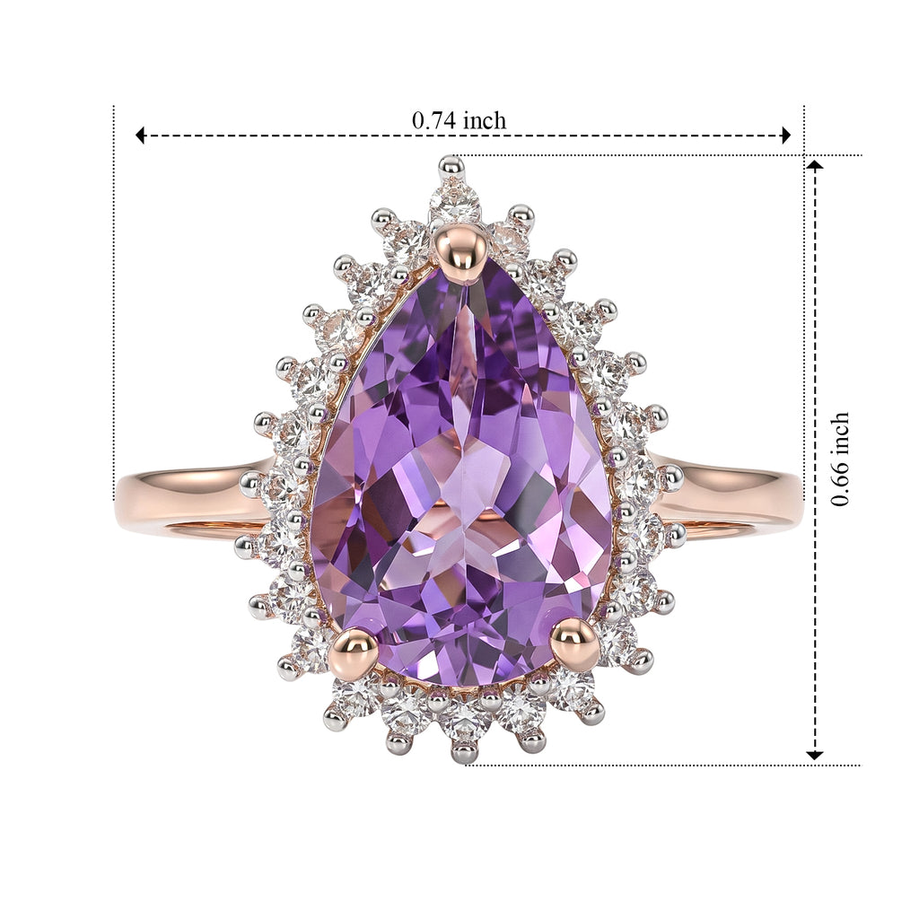 D'Joy Rose De France Amethyst, White Zircon Main Stone With Side Stone Ring in Rose GoldSterling Silver  3.114  Ct._8695468_5