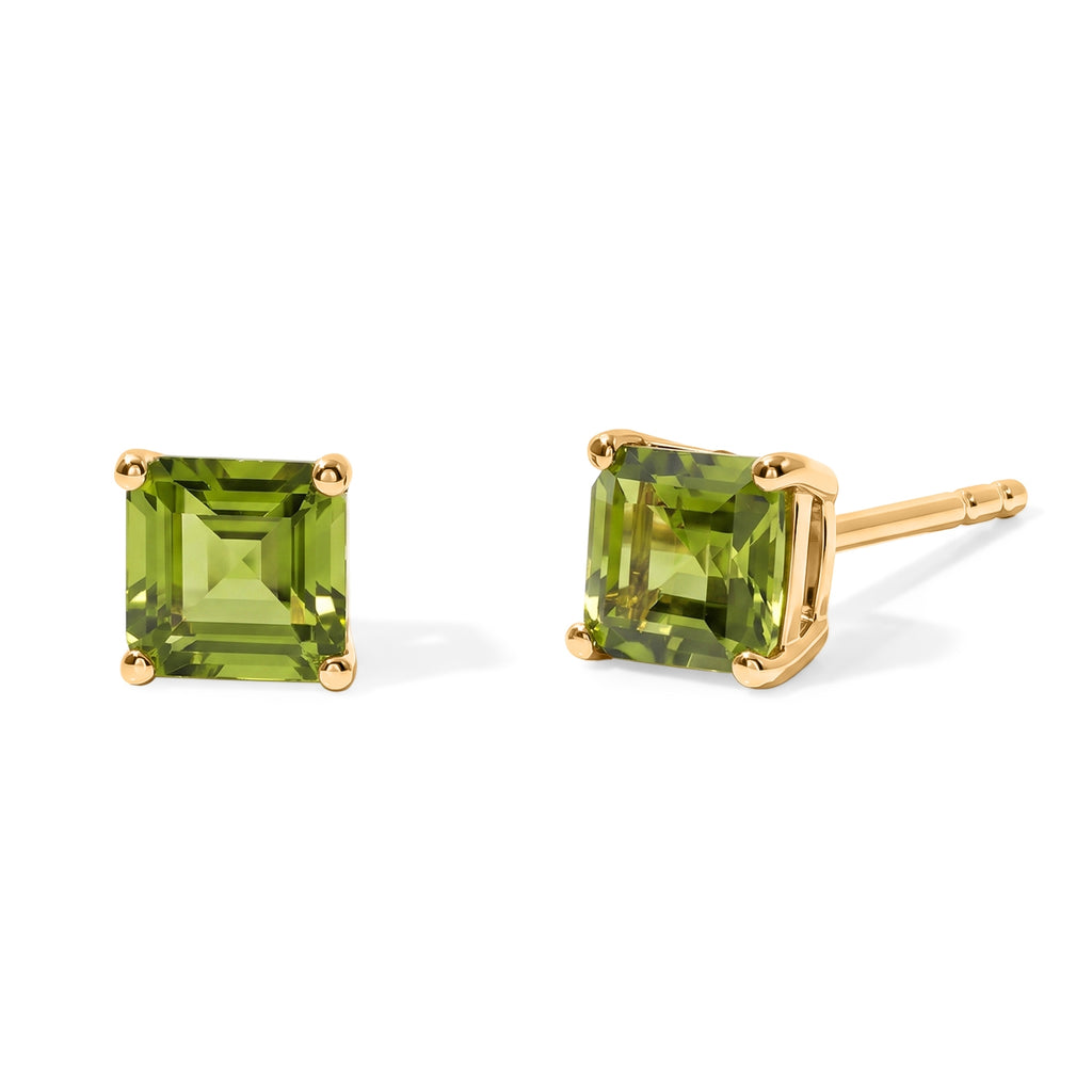 D'Joy - Peridot Solitaire Stud Push Post Earring in Yellow Gold Plated Sterling Silver 1.30 Ct._8695768