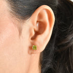 D'Joy - Peridot Solitaire Stud Push Post Earring in Yellow Gold Plated Sterling Silver 1.30 Ct._8695768_1
