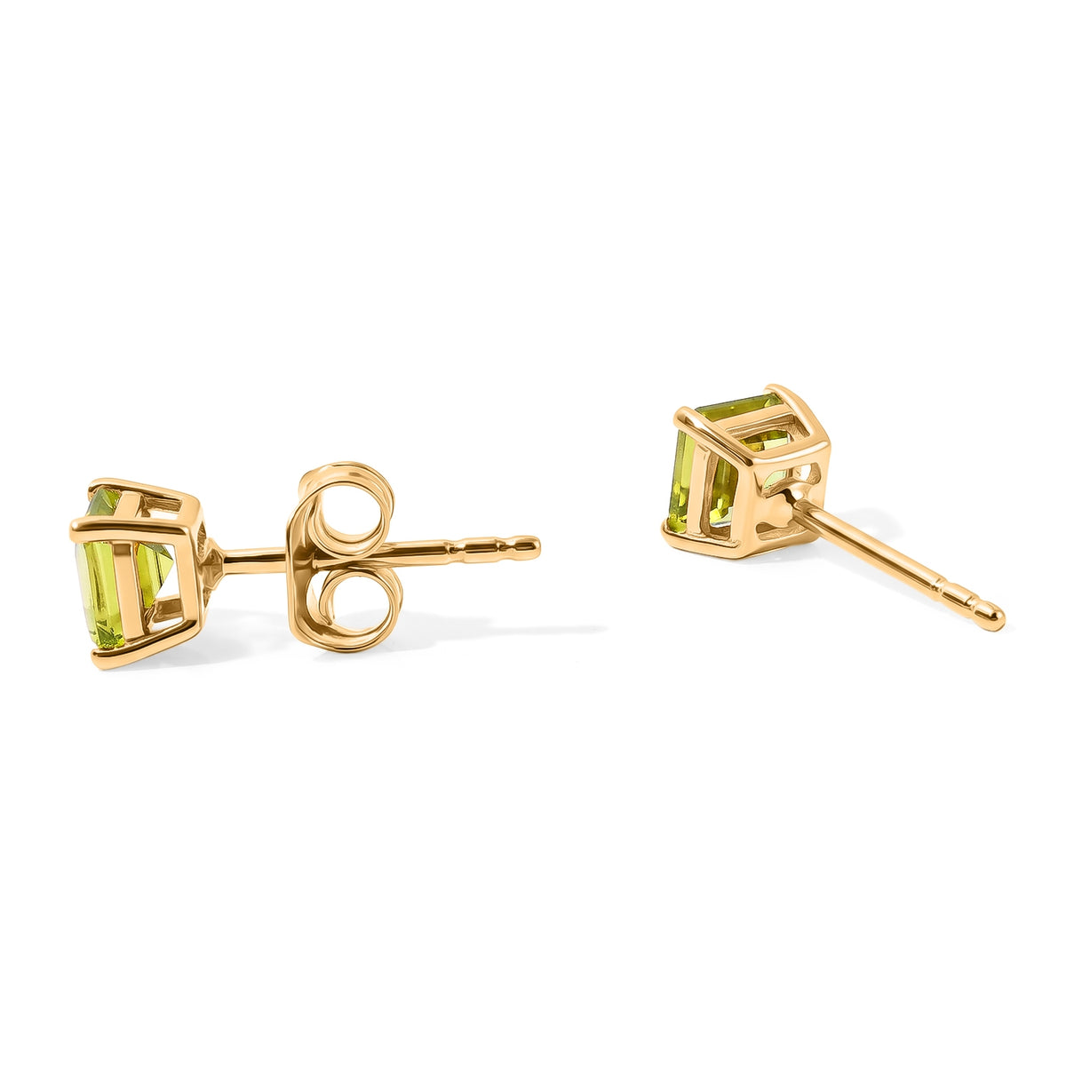 D'Joy - Natural Hebei Peridot Solitaire Stud Push Post Earring in Platinum Overlay Sterling Silver 1.30 Ct. 8695768 4