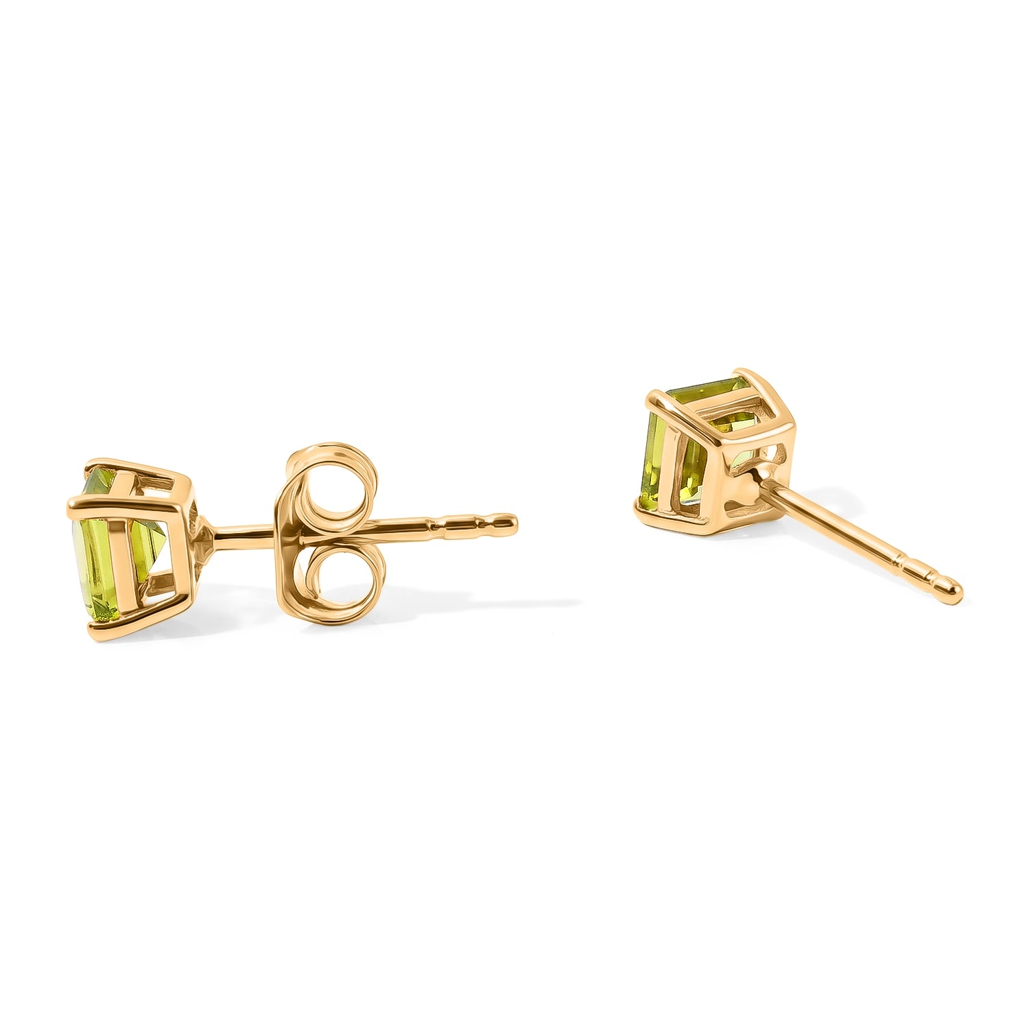 D'Joy - Natural Hebei Peridot Solitaire Stud Push Post Earring in Platinum Overlay Sterling Silver 1.30 Ct. 8695768 4