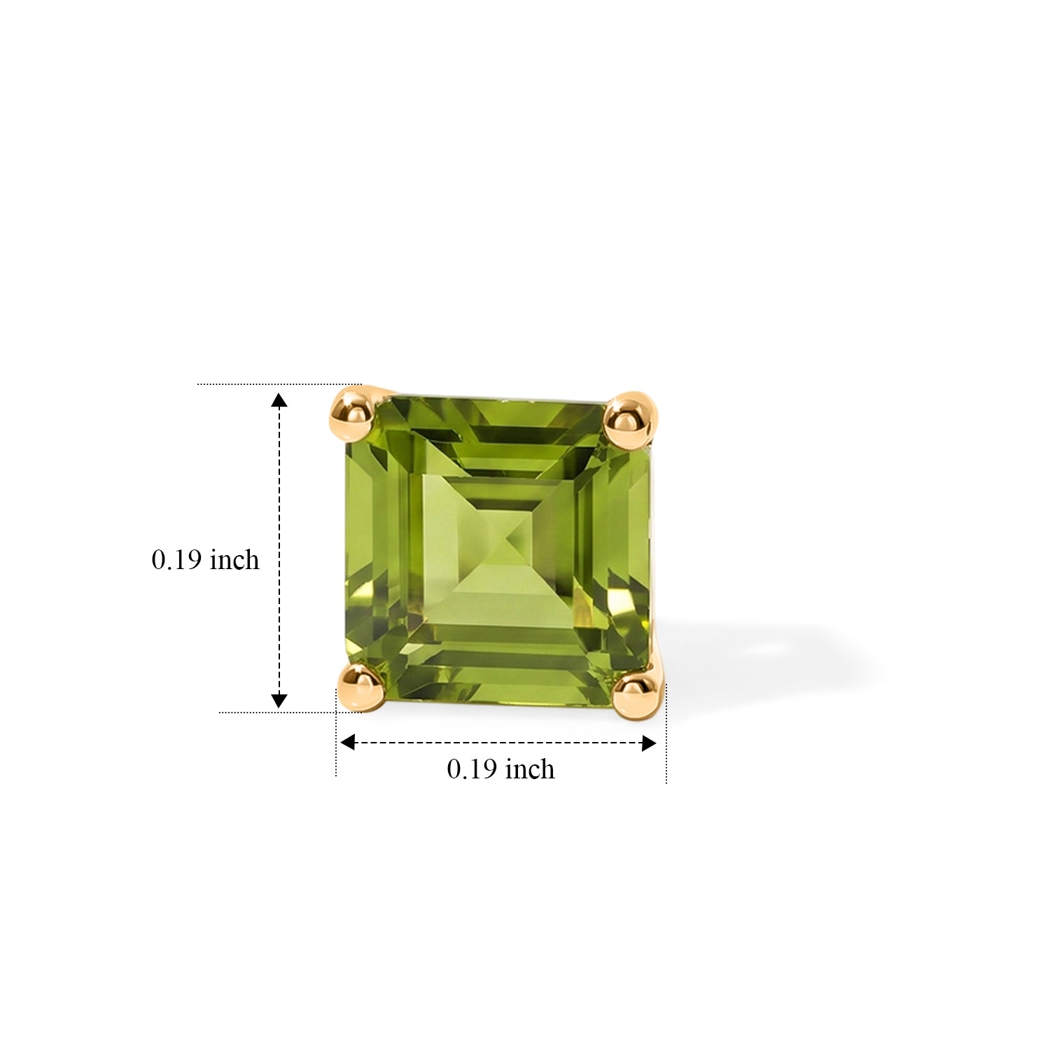 D'Joy - Natural Hebei Peridot Solitaire Stud Push Post Earring in Platinum Overlay Sterling Silver 1.30 Ct. 8695768 5