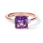 D'Joy Rose De France Amethyst, White Zircon Solitaire Ring in Rose GoldSterling Silver  2.259  Ct._8695789