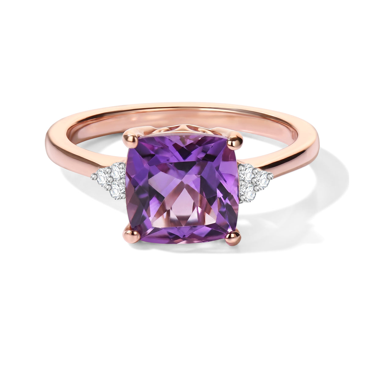 D'Joy Rose De France Amethyst, White Zircon Solitaire Ring in Rose GoldSterling Silver  2.259  Ct. 8695789 0