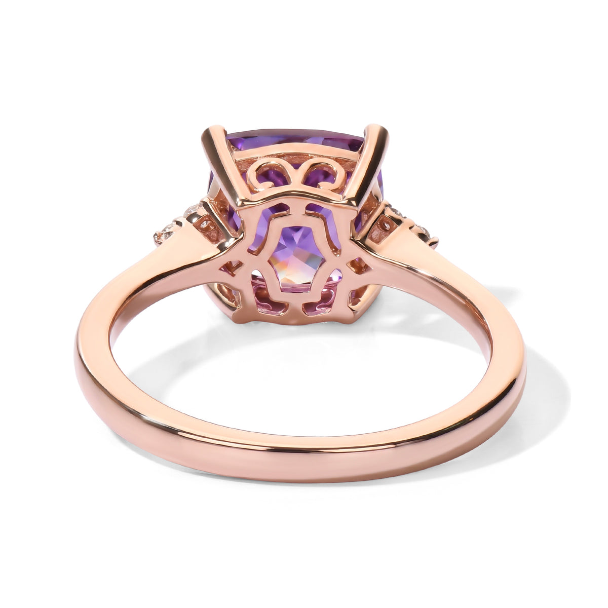 D'Joy Rose De France Amethyst, White Zircon Solitaire Ring in Rose GoldSterling Silver  2.259  Ct. 8695789 3