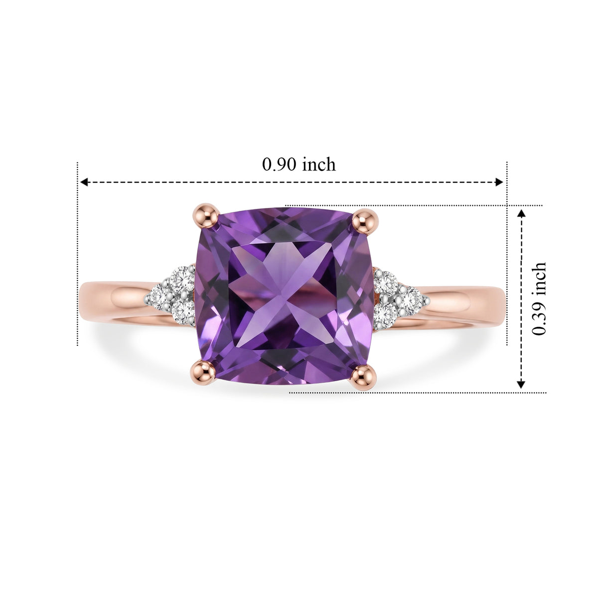 D'Joy Rose De France Amethyst, White Zircon Solitaire Ring in Rose GoldSterling Silver  2.259  Ct. 8695789 4