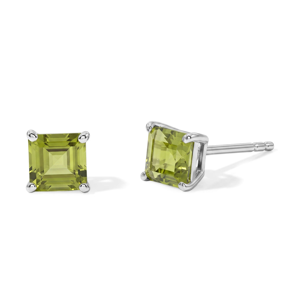 D'Joy - Peridot Solitaire Stud Push Post Earring in Platinum Overlay Sterling Silver 1.30 Ct._8695829