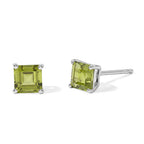 D'Joy - Peridot Solitaire Stud Push Post Earring in Platinum Overlay Sterling Silver 1.30 Ct._8695829