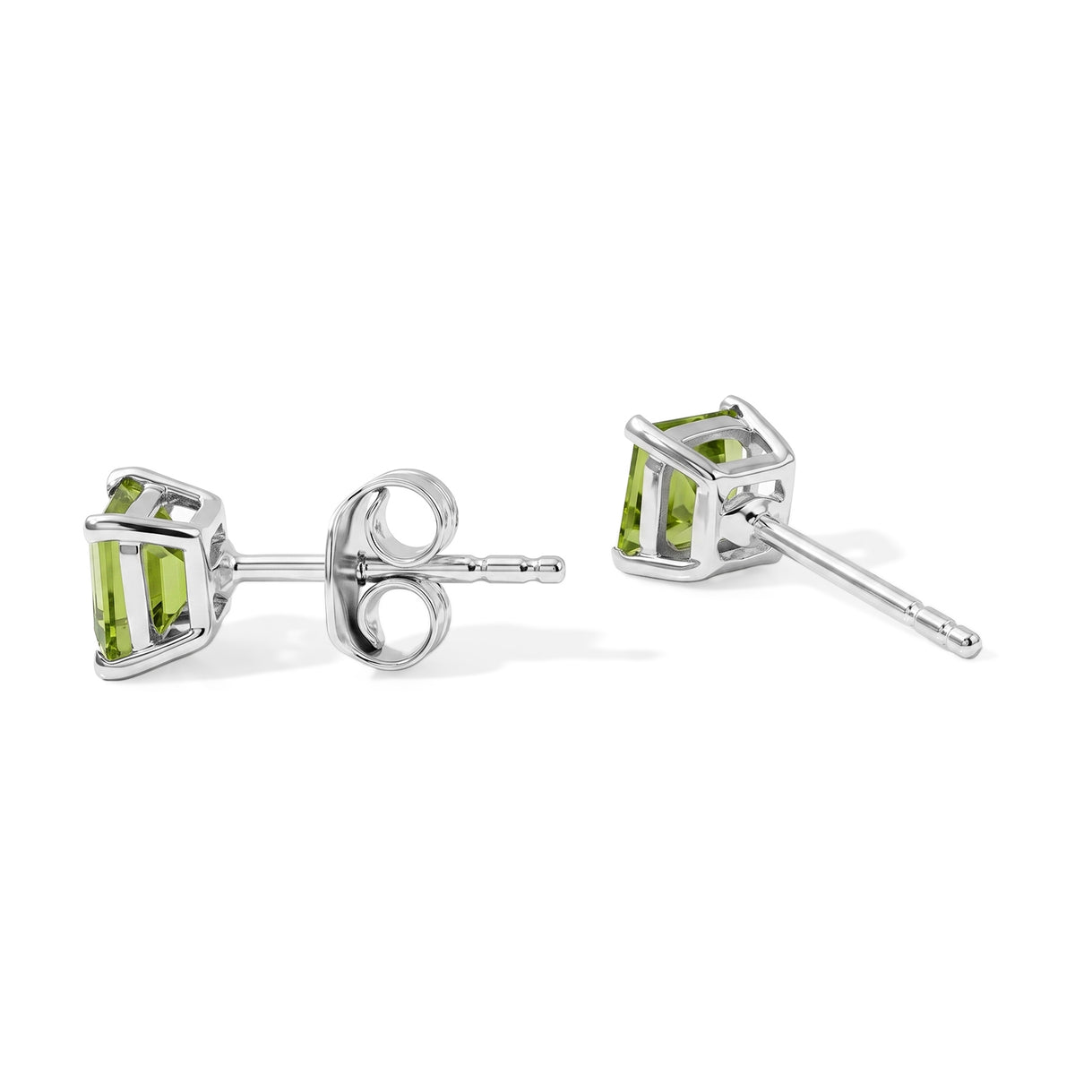 D'Joy - Natural Hebei Peridot Solitaire Stud Push Post Earring in Platinum Overlay Sterling Silver 1.30 Ct. V32563111 4