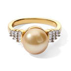 D'Joy - Golden South Sea Pearl & Natural White Diamond Ring in 18K Vermeil Yellow Gold Plated Sterling Silver 6.20 Ct._8695960