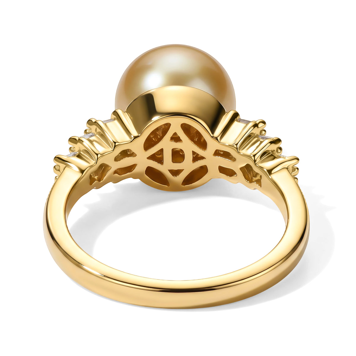 D'Joy - Golden South Sea Pearl &amp; Natural White Diamond Ring in 18K Vermeil Yellow Gold Plated Sterling Silver 6.20 Ct. 8695960 4