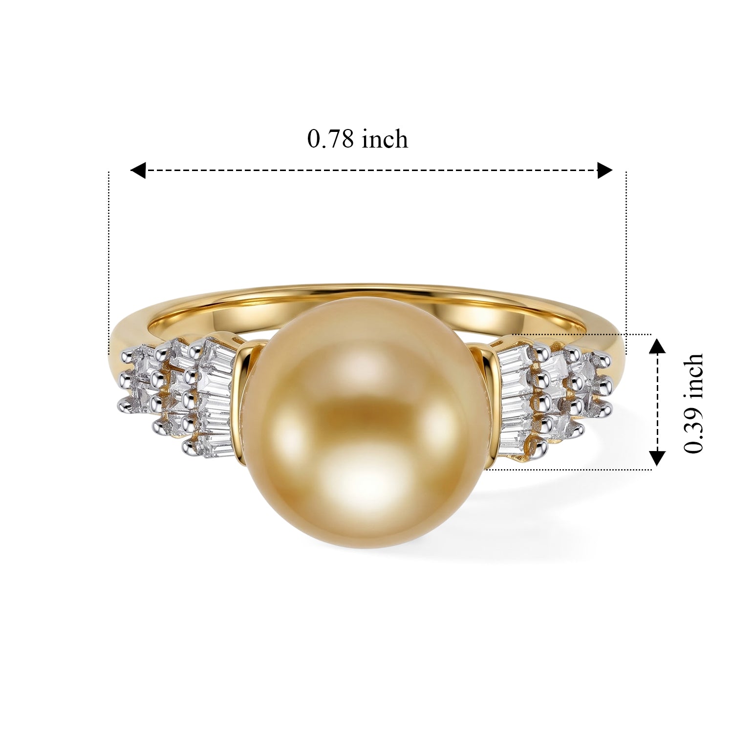 D'Joy - Golden South Sea Pearl &amp; Natural White Diamond Ring in 18K Vermeil Yellow Gold Plated Sterling Silver 6.20 Ct. 8695960 5