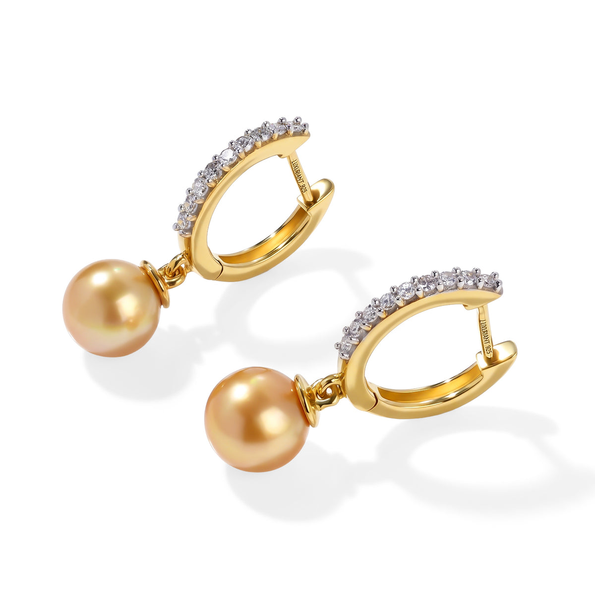 Luxuriant - Premium Golden South Sea Pearl (8-9mm) &amp; Lab Grown Diamond (SI/G-H) Hoop Earring in 18K Vermeil Yellow Gold Plated Sterling Silver 9.35 Ct. 8696103 4