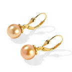 D'Joy - Golden South Sea Pearl (8-10mm) Solitaire Earring with Lever Back in 18K Vermeil Yellow Gold Plated Sterling Silver 9.95 Ct._8696105_3