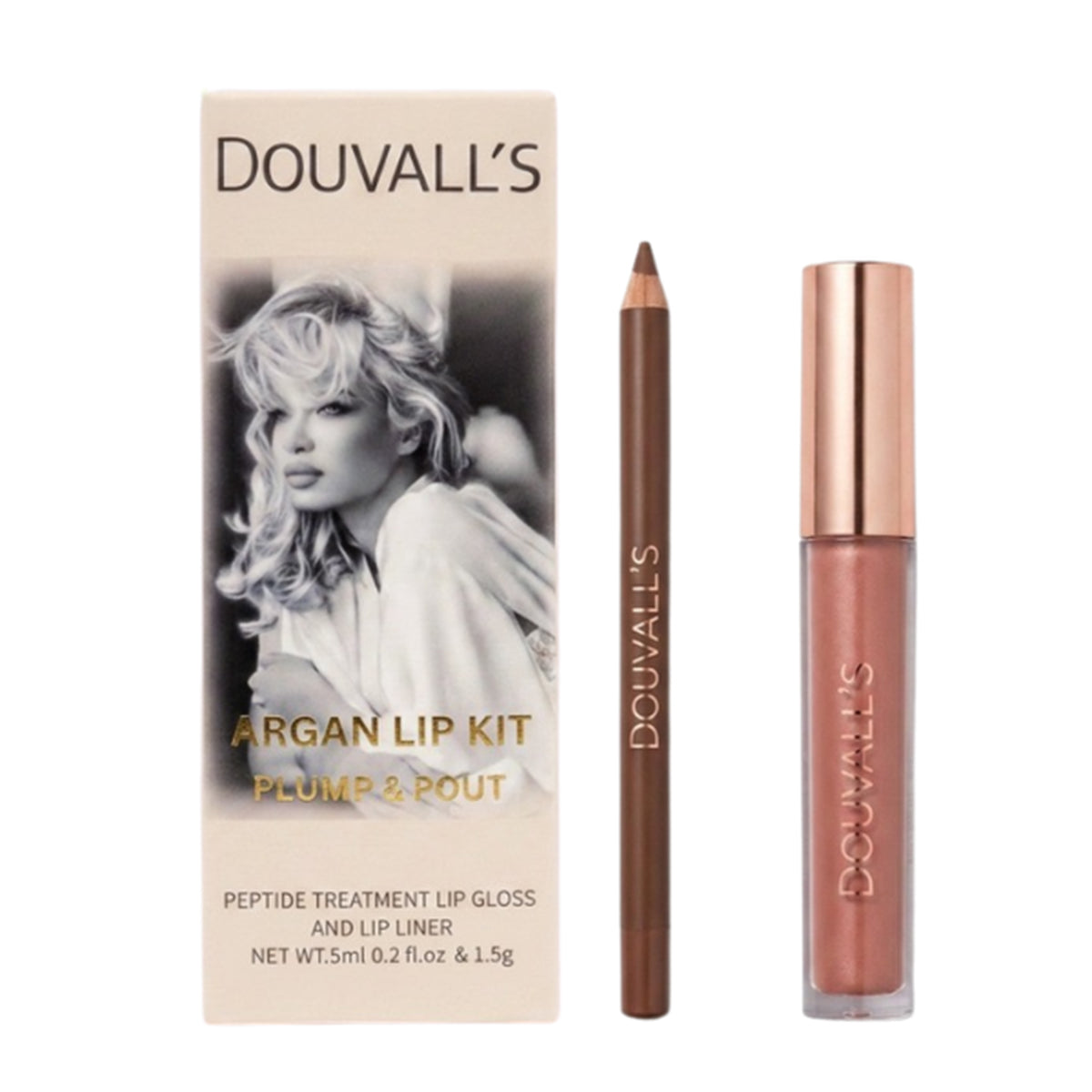 Douvalls Argan Lip Kit Plump &amp; Pout - Pamela (Lip Pencil &amp; Gloss) 8696196 0