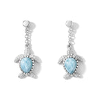 GP - Larimar & Blue Sapphire Living Creature Earring with Push Post in Rhodium Overlay Sterling Silver 3.00 Ct._8696211