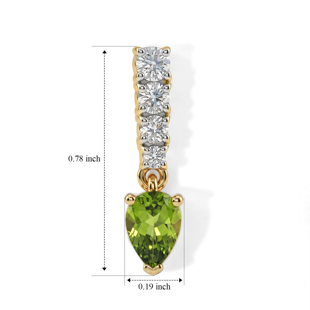 D'Joy - Peridot & Moissanite Dangling Earring with Push Post in Yellow Gold Plated Sterling Silver 2.15 Ct._8696375_4
