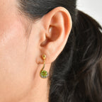 D'Joy - Peridot & White Zircon Dangling Earring with Push Post in Yellow Gold Plated Sterling Silver 2.05 Ct._8696377_1