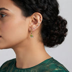 D'Joy - Peridot & White Zircon Dangling Earring with Push Post in Yellow Gold Plated Sterling Silver 2.05 Ct._8696377_2