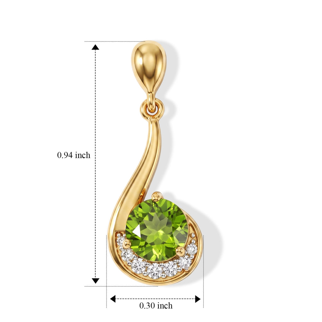 D'Joy - Peridot & White Zircon Dangling Earring with Push Post in Yellow Gold Plated Sterling Silver 2.05 Ct._8696377_4