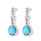 D'Joy Blue Turquoise, White Zircon Dangling Earring in Rhodium OverlaySterling Silver  2.126  Ct._8696403