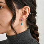 D'Joy Blue Turquoise, White Zircon Dangling Earring in Rhodium OverlaySterling Silver  2.126  Ct._8696403_2