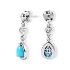 D'Joy Blue Turquoise, White Zircon Dangling Earring in Rhodium OverlaySterling Silver  2.126  Ct._8696403_3
