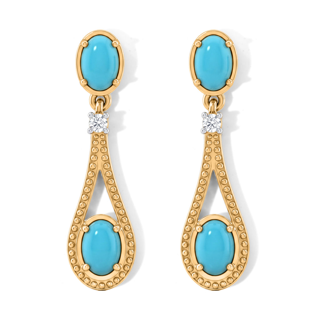 D'Joy Blue Turquoise, White Zircon Dangling Earring Sterling Silver  1.808  Ct._8696436