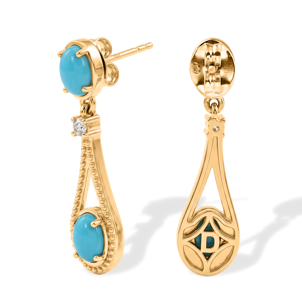 D'Joy Blue Turquoise, White Zircon Dangling Earring Sterling Silver  1.808  Ct. 8696436 3