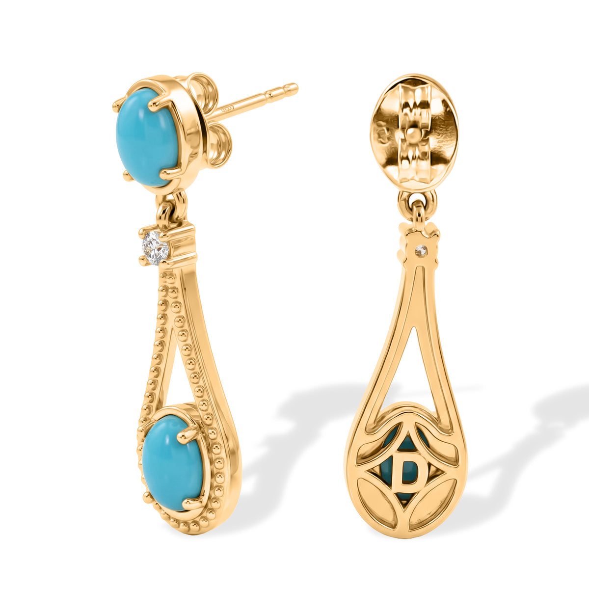 D'Joy Blue Turquoise, White Zircon Dangling Earring Sterling Silver  1.808  Ct. 8696436 3
