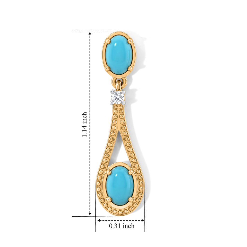 D'Joy Blue Turquoise, White Zircon Dangling Earring Sterling Silver  1.808  Ct._8696436_4